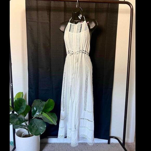 Free People Pants - Free people crochet style white jumpsuit